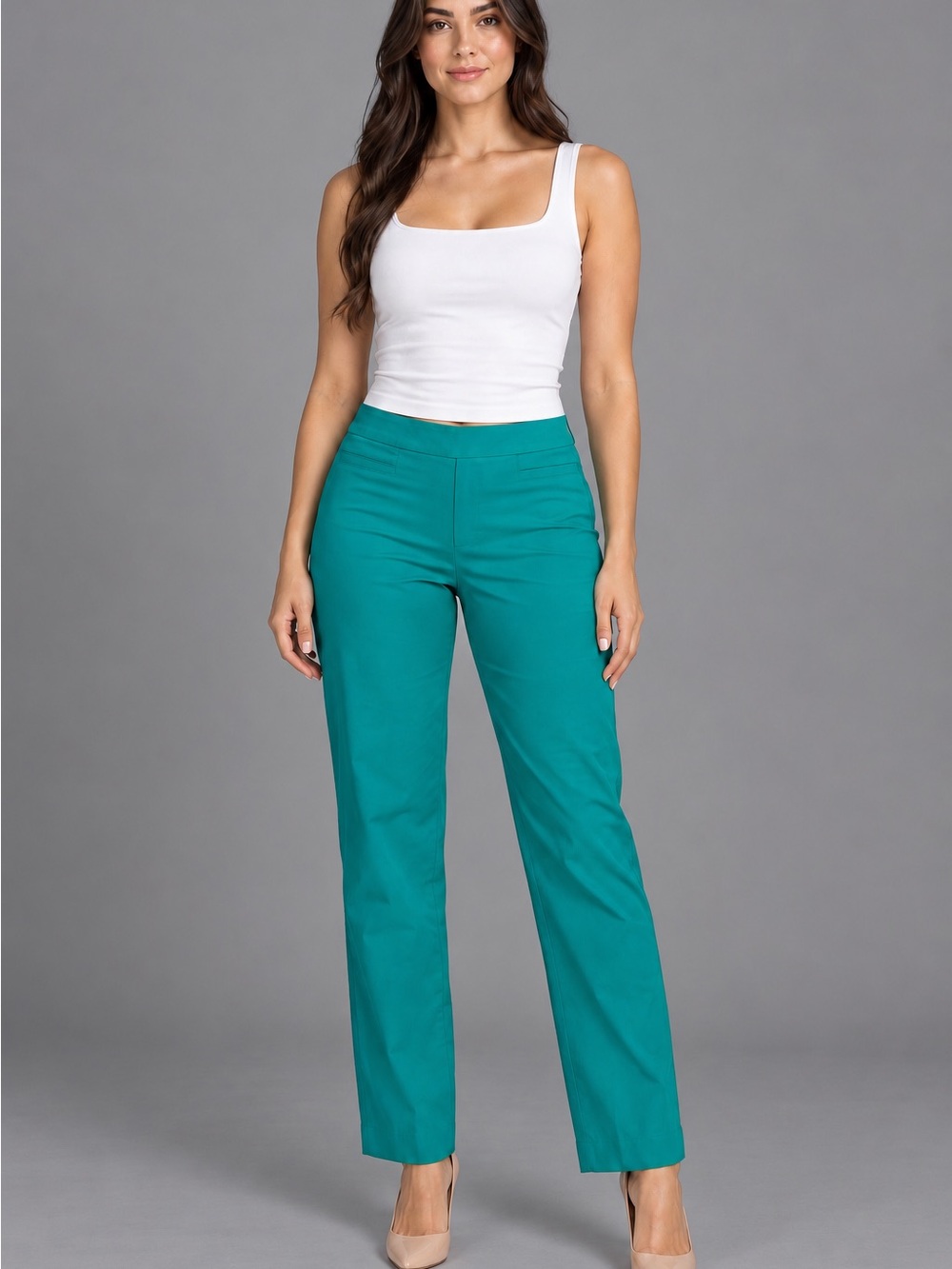 Zac & Rachel Teal Straight-Leg Pants